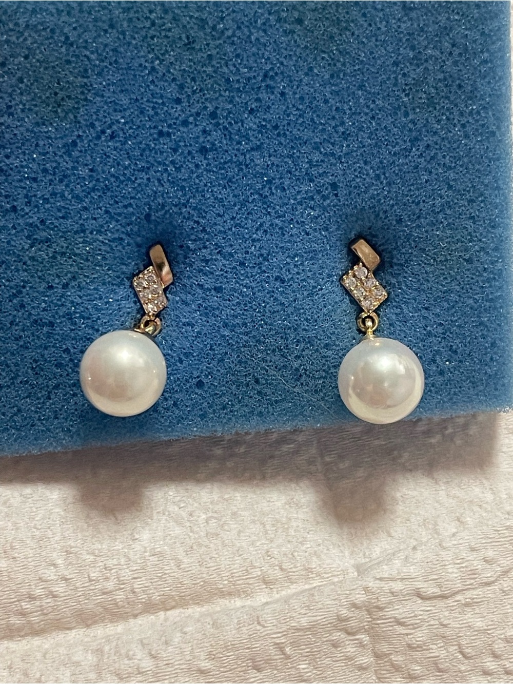 Classic Pearl Drop Earrings with Cubic Zirconia Accents - White